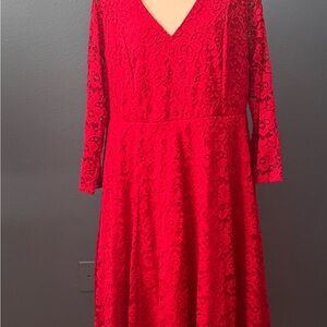 torrid Red Lace V-Neck Long Sleeve Dress